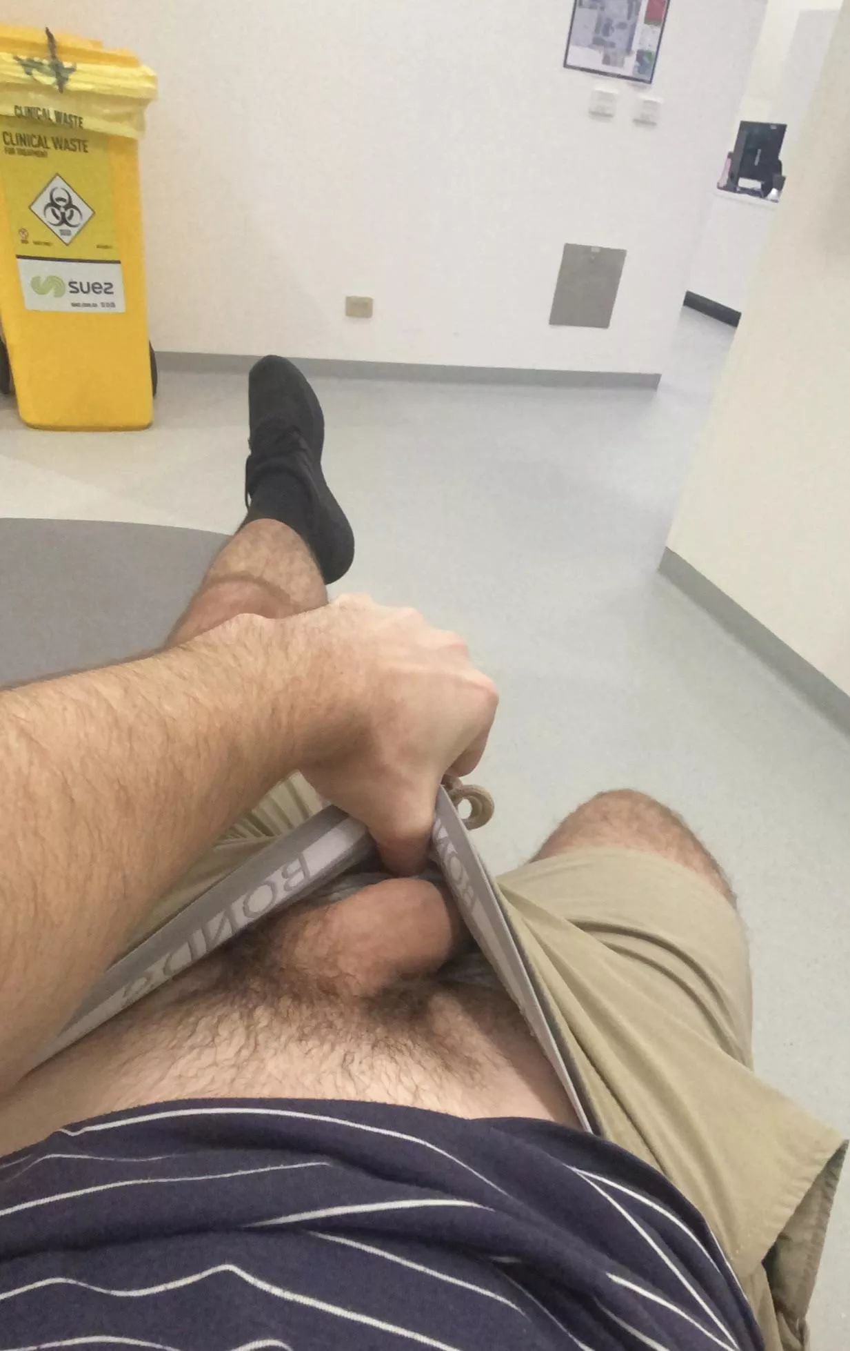 Wish a hot doctor would walk by and see my cock