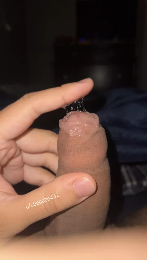 woke up with an extra leaky cock today 🤤 i bet you wanna taste it and play with it