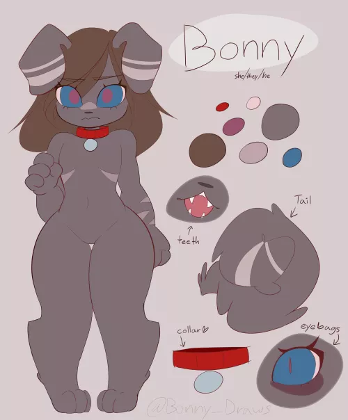 (art by me) I made a ref sheet of Bonny, what do you think?