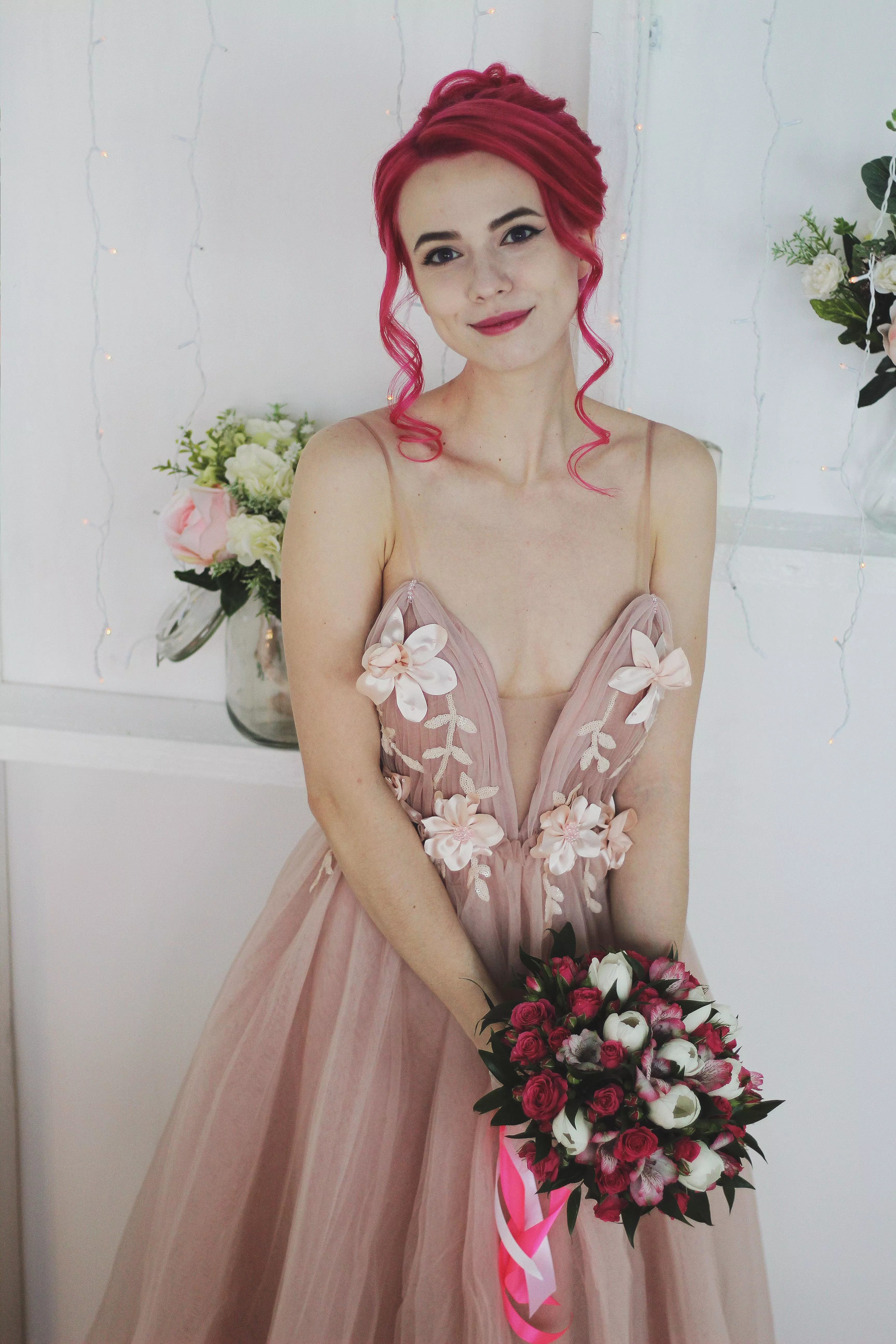 Cute cleavage of beautiful bride