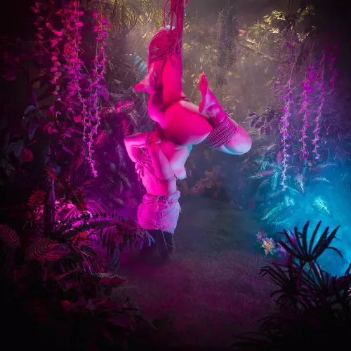 Lyly dangling in the forest - rope and photo by me (The Dark Arts)