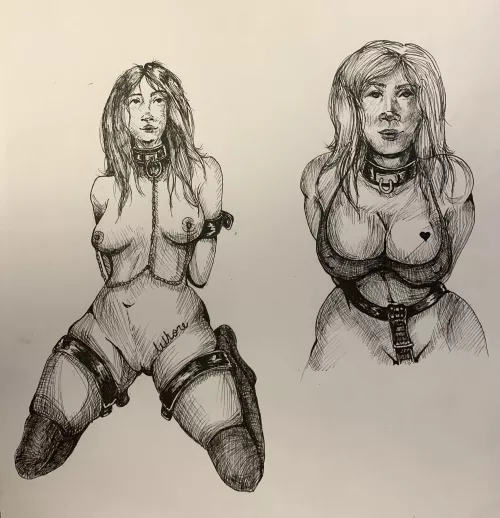 Searched top art on this subreddit and used some of those drawings as reference tonight for my ink drawings 🥰