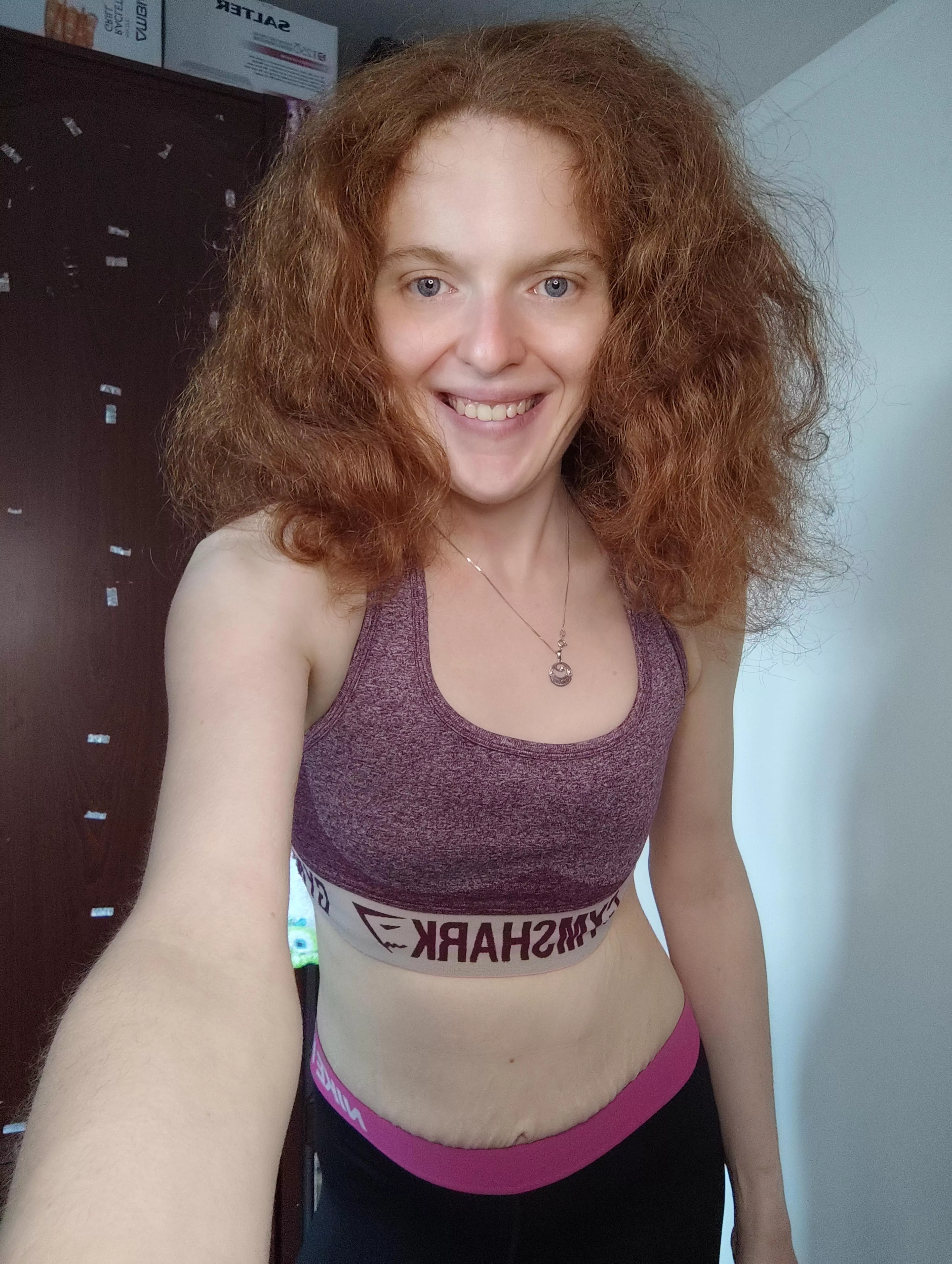 Smiling because I'm going to the gym!