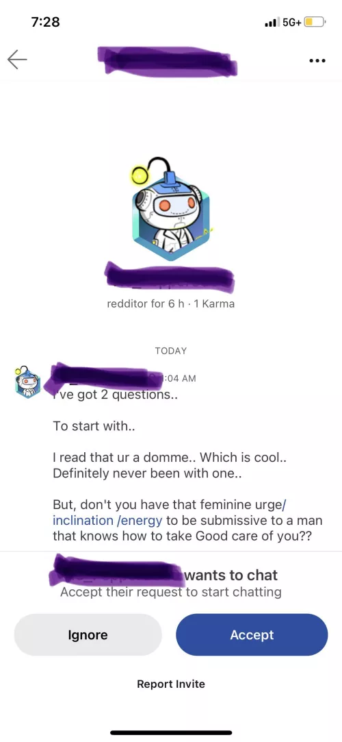 No, I have that โfeminine urge/inclination/energyโ to tie up my boyfriend and kiss him all over. Next question ๐