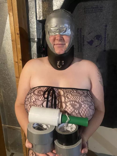 This fucktoy is being mummified today but she wants this subreddit to choose how! Traditional, ball tie, frog tie, standing or anything you can think of. Let us know in the comments and we’ll post the results tonight! [F27]