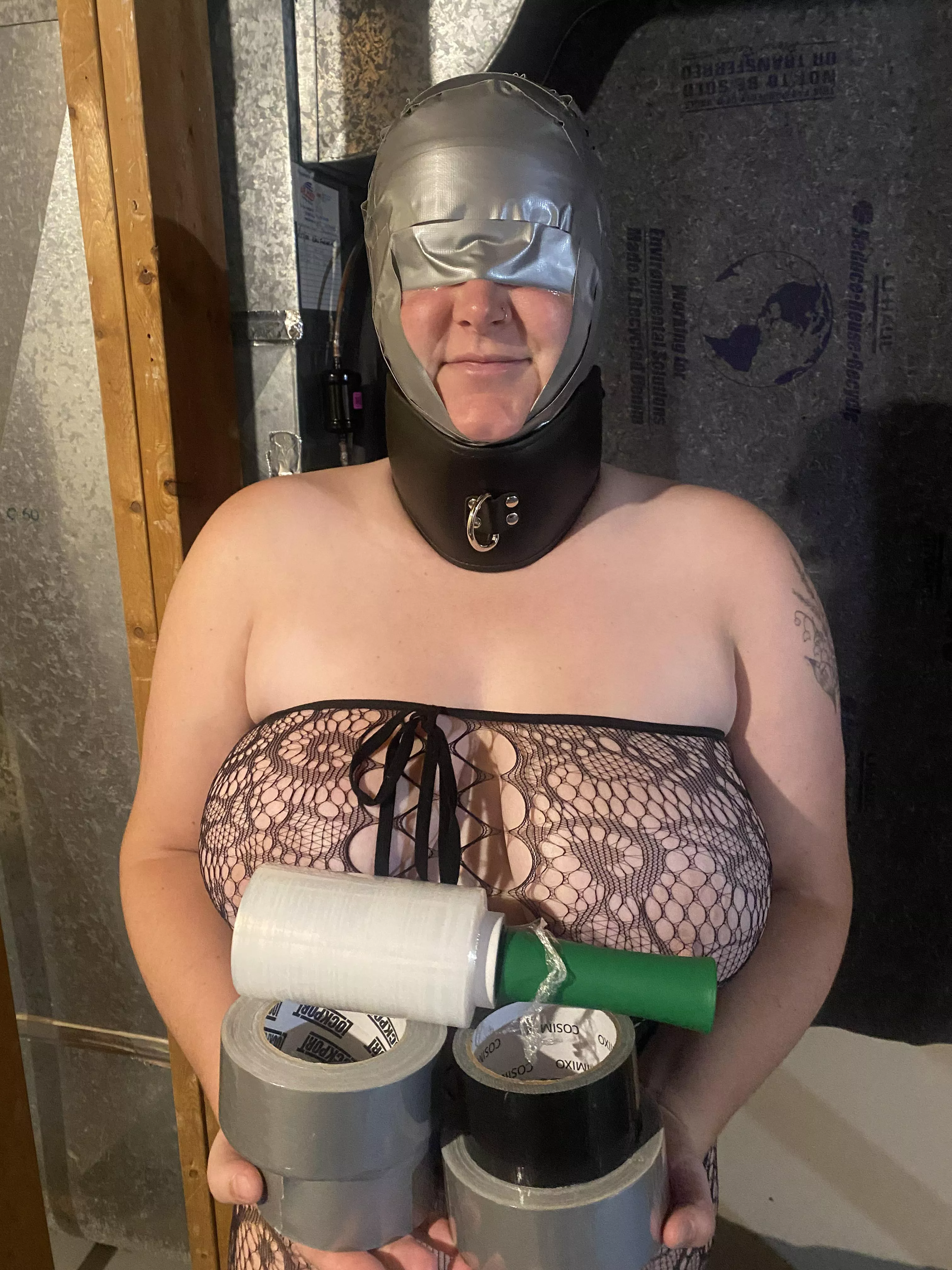 This fucktoy is being mummified today but she wants this subreddit to choose how! Traditional, ball tie, frog tie, standing or anything you can think of. Let us know in the comments and we’ll post the results tonight! [F27]