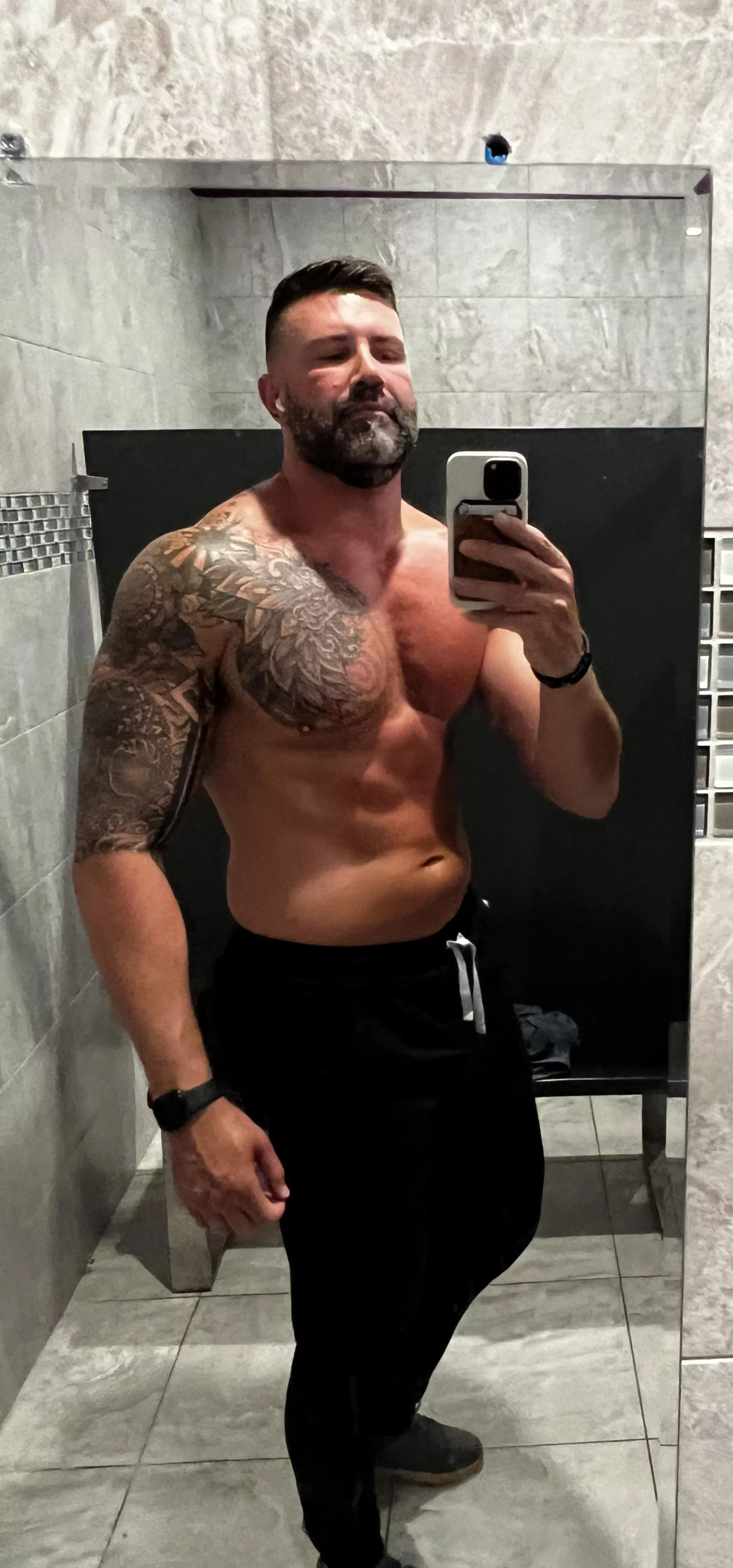 [43] barely fitting in my scrubs…