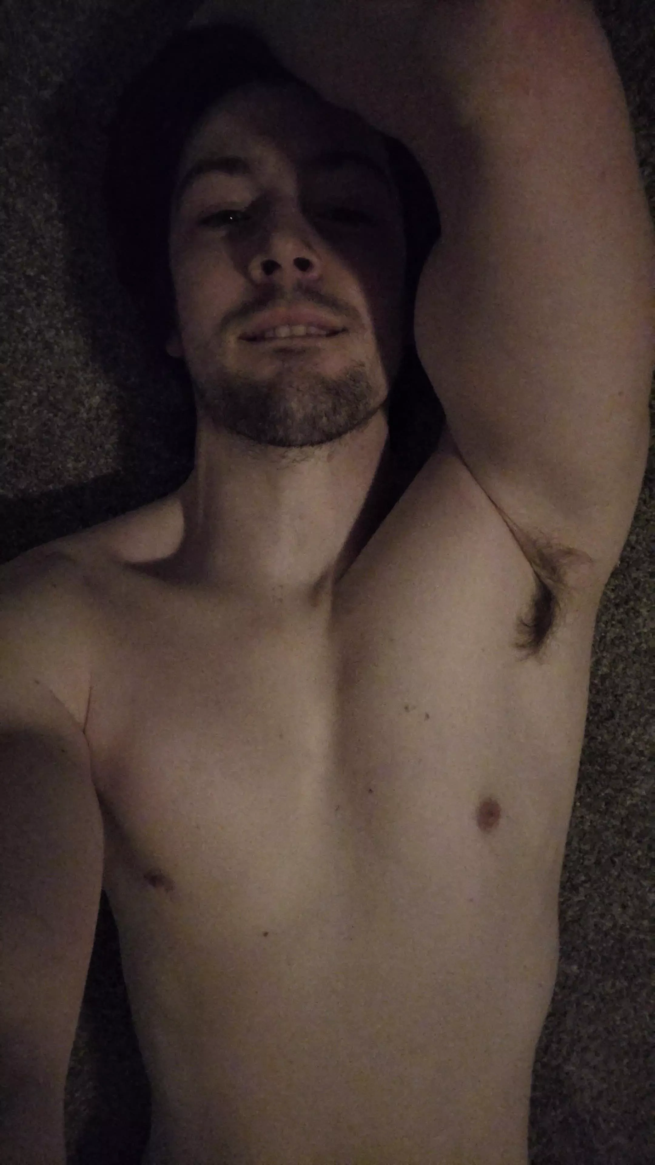 I'm going to trick you by reaching my hand out like I want you to help me up, and then instead of getting up, I'm going to pull you down to the floor with me 😉