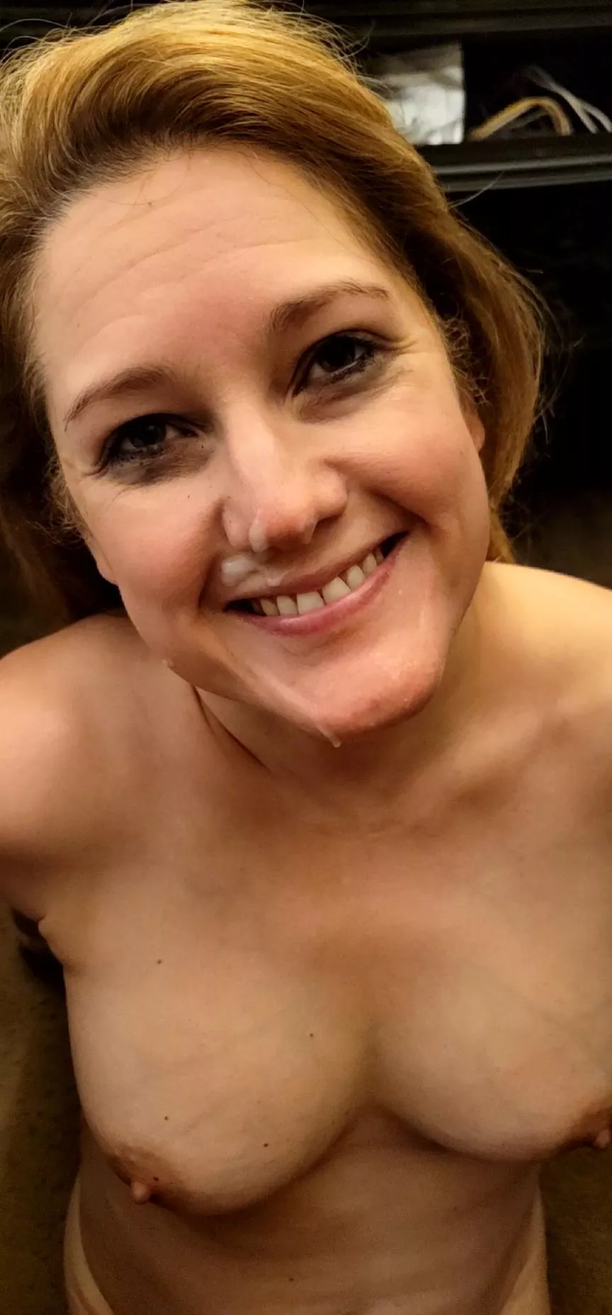 I love catching his cum on my face! Just wish there was more.