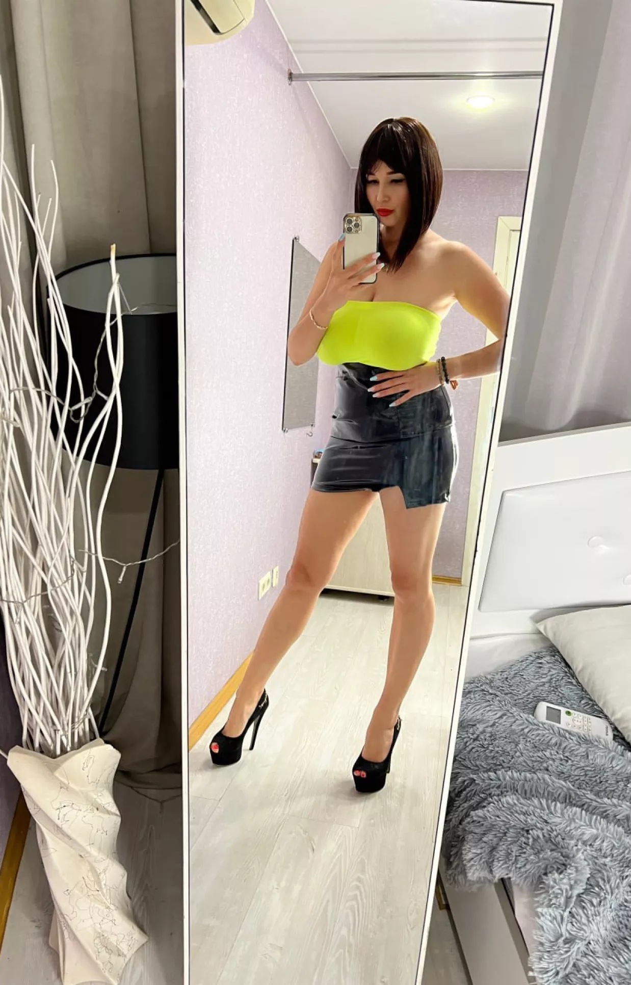 I want you to cum on my latex skirt.