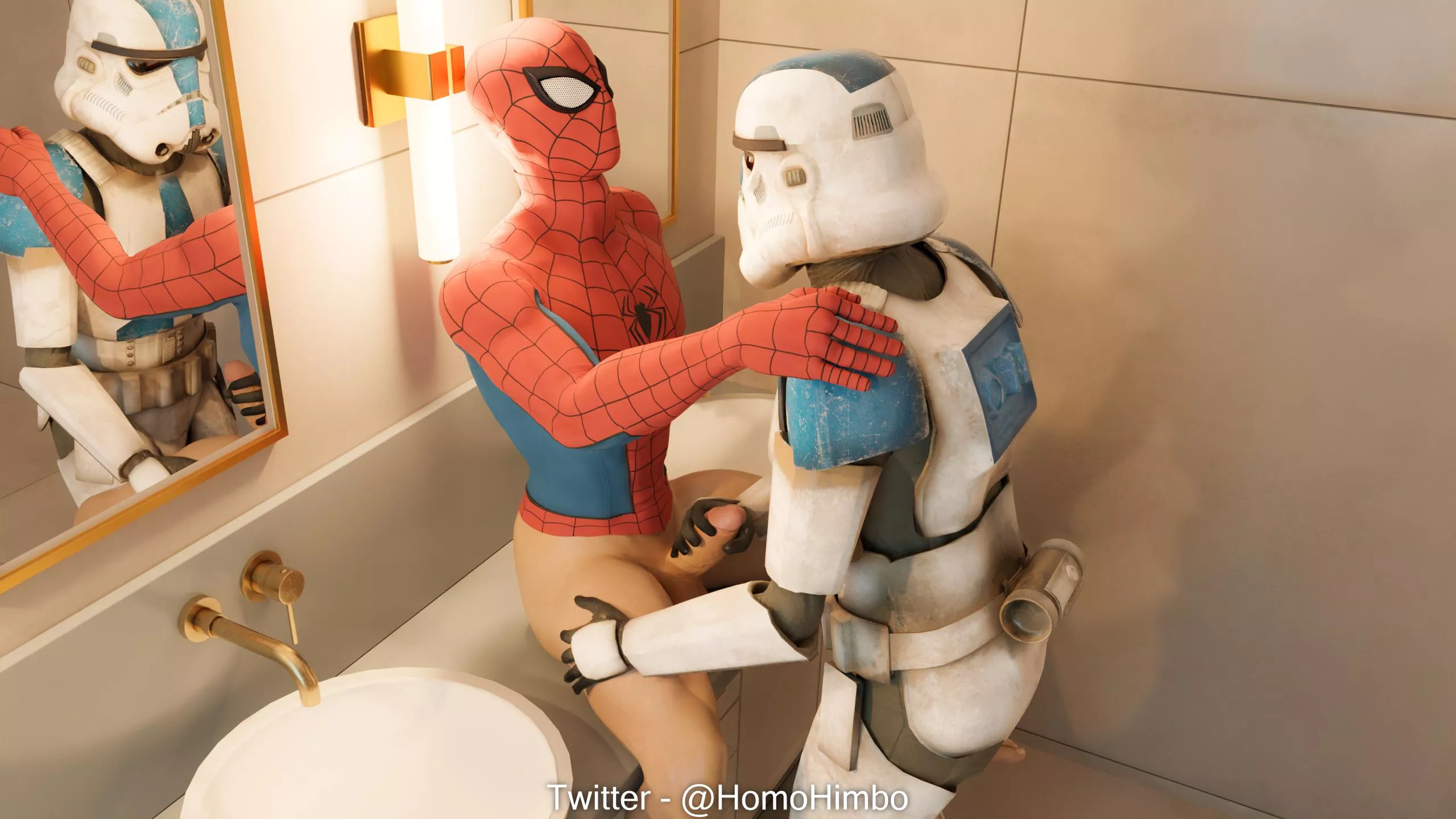 Spider-Man x Stormtrooper is MUCH hotter than I thought! (Second image on Twitter - @homohimbo)