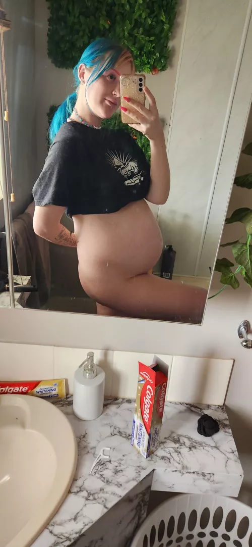 8 months pregnant and still petite and cute