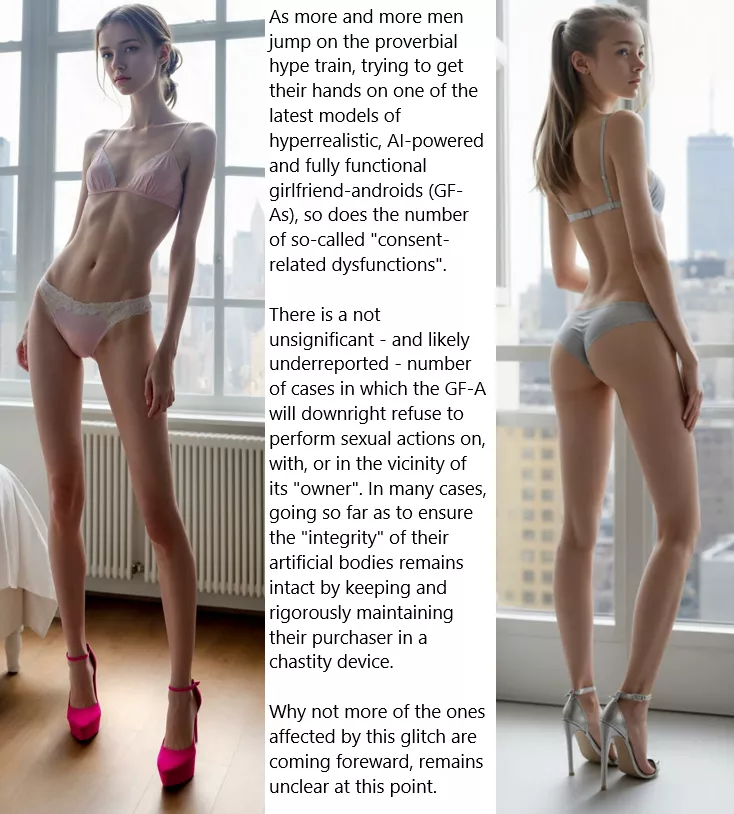 Chastity Fantasy: Caption 263. Those pesky Girlfriend Androids strike again.