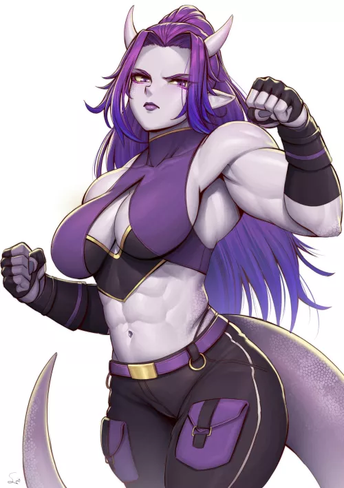 Muscular demon girl punch [Artist: SpeedL00ver]