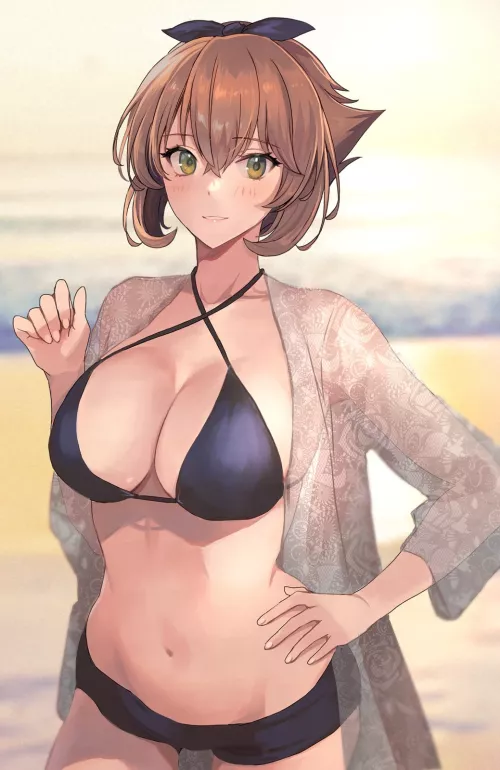 Mutsu in a bikini and cardigan [Kancolle]