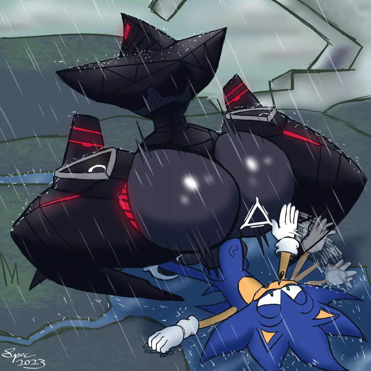 Ninja counters Sonic (Artist:Spectato)