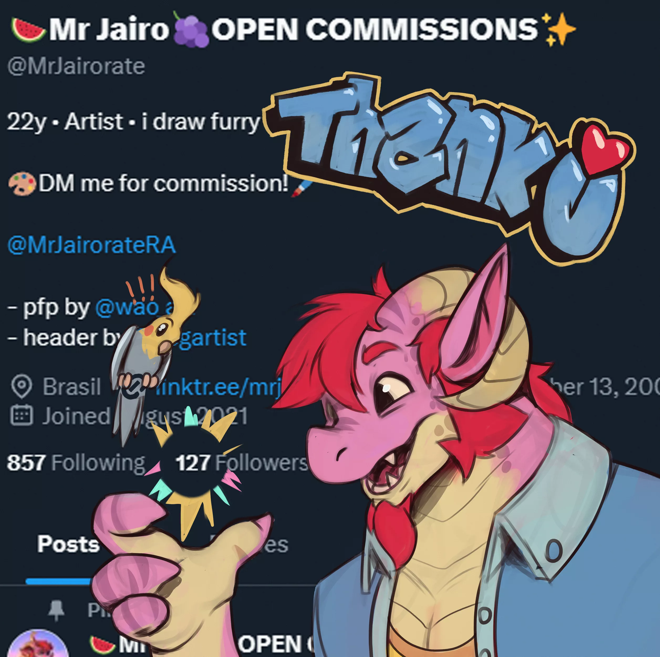 Drawing I did to celebrate on Twitter ^^