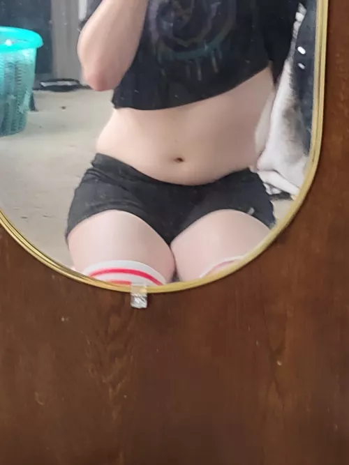 Got some new socks n crop top, how do I look? >w<