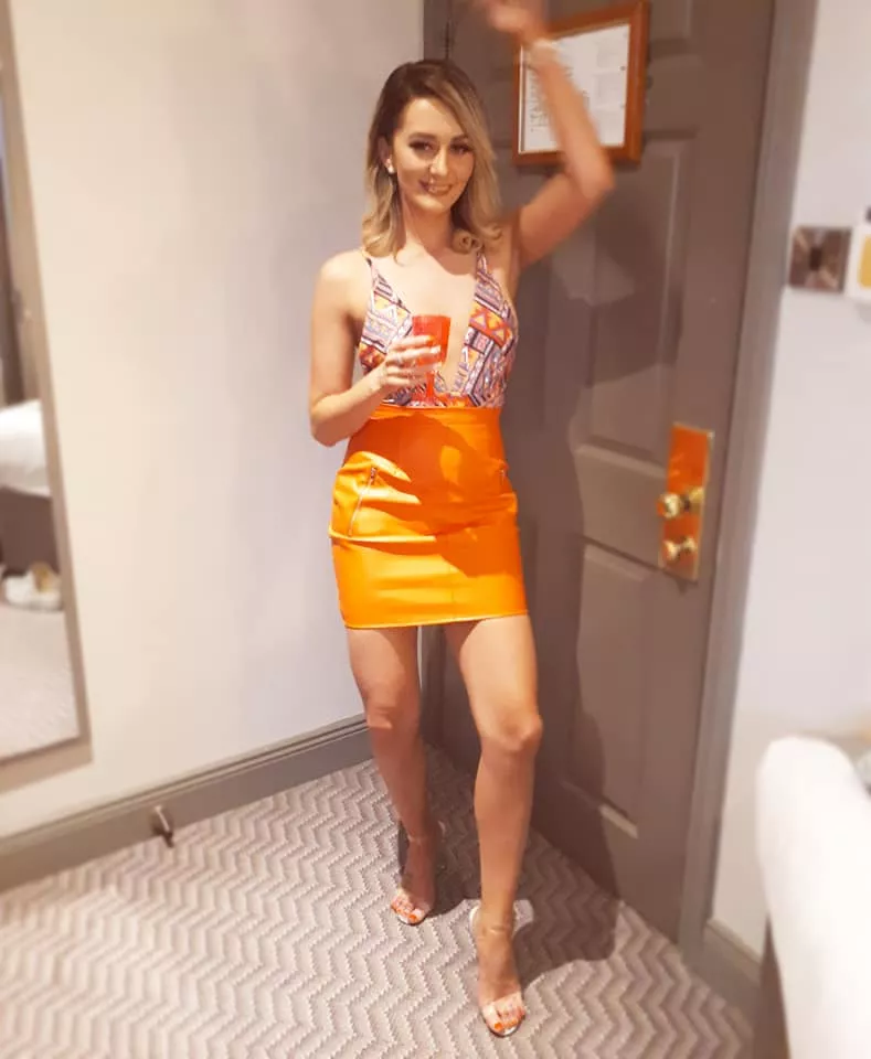 Orange Leather Skirt