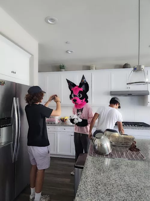 Pulled up to my friends birthday party, they covered me in hats :3