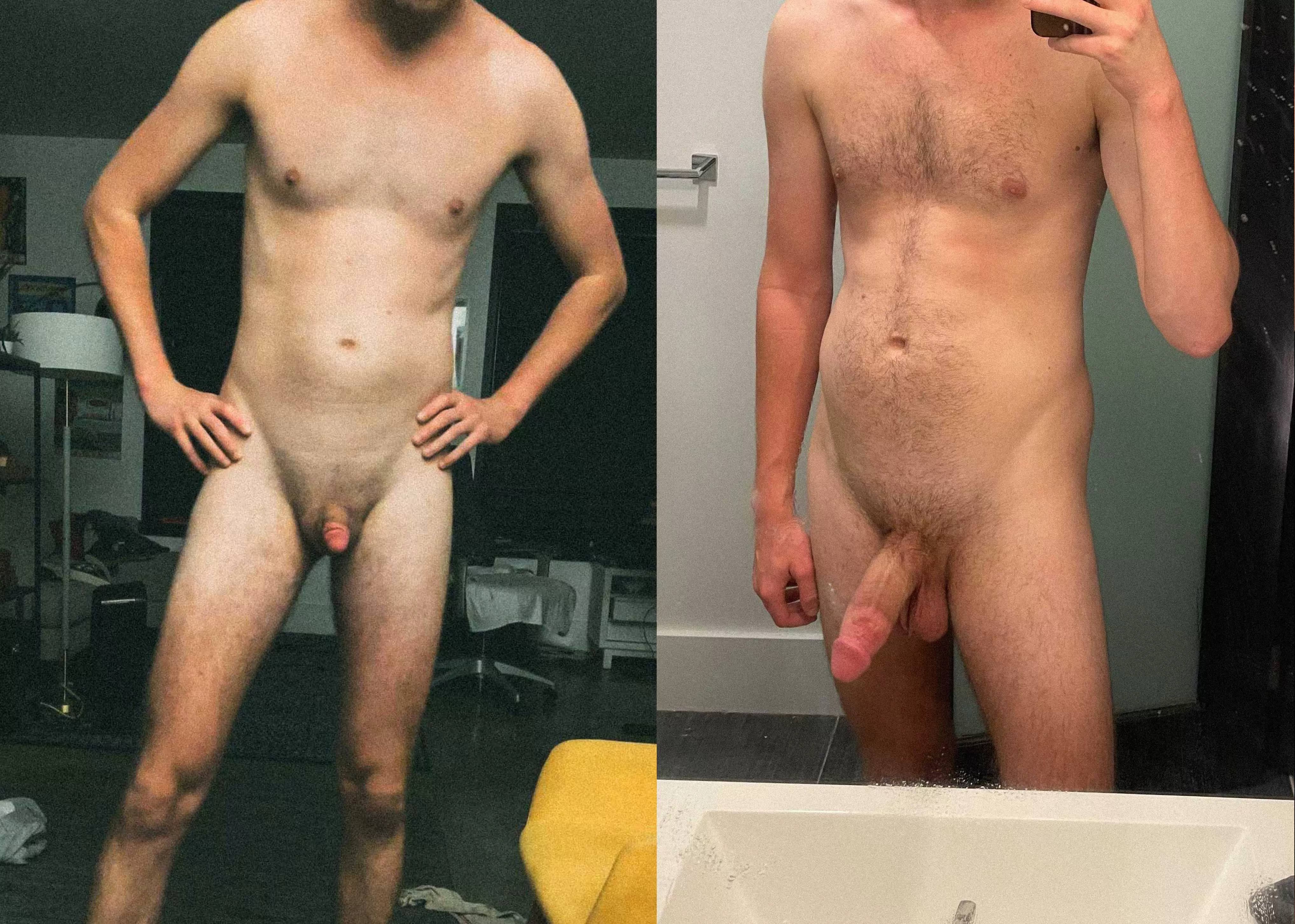 Another cock compare with a friend. I'm on the right.