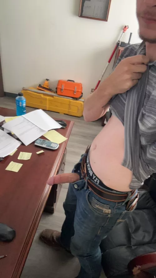 Nothing like having your cock out in the office!