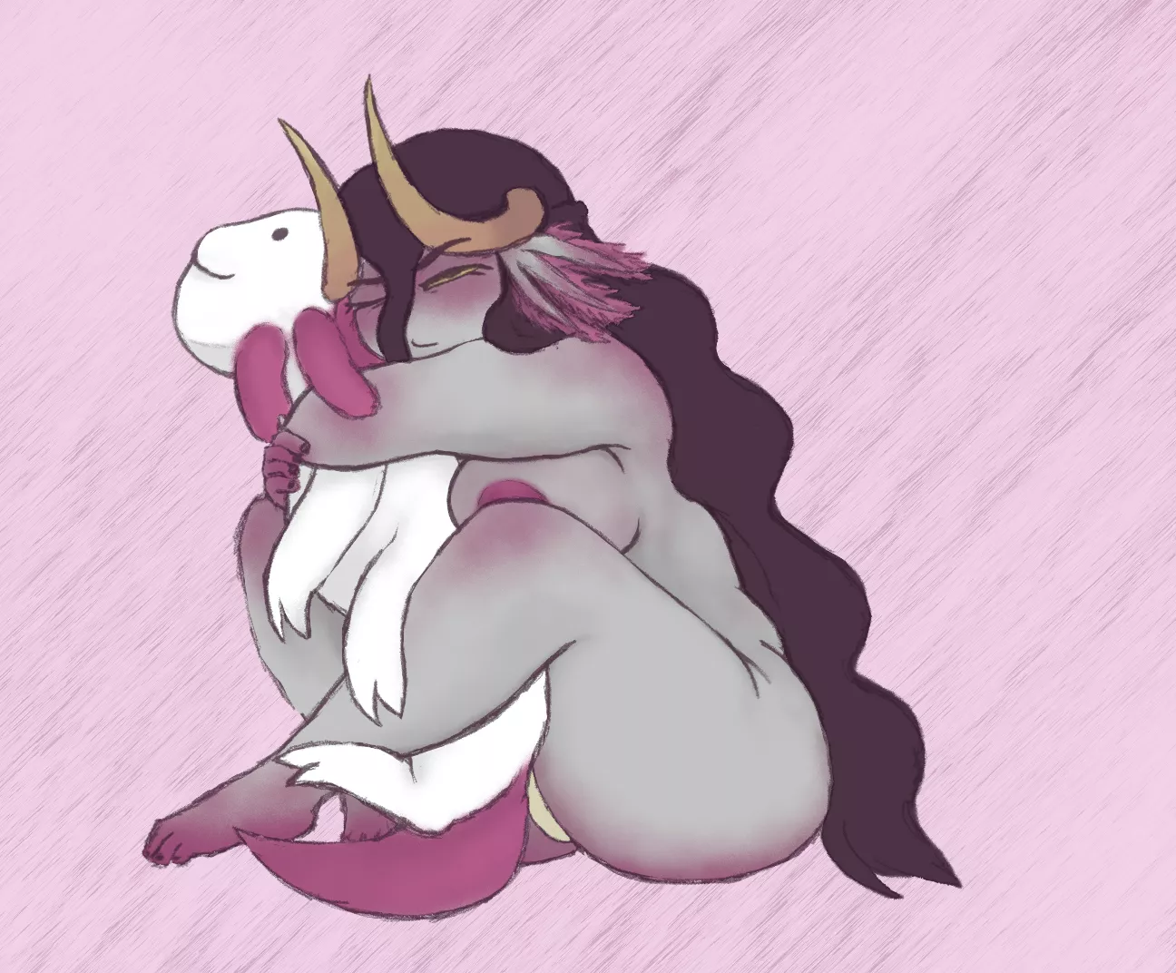 [OC] I was in a mood to draw chub, and I've had the idea for this pose with my oc Langui since forever, so I got to it oTL POV: You woke her up from her nap! >:c