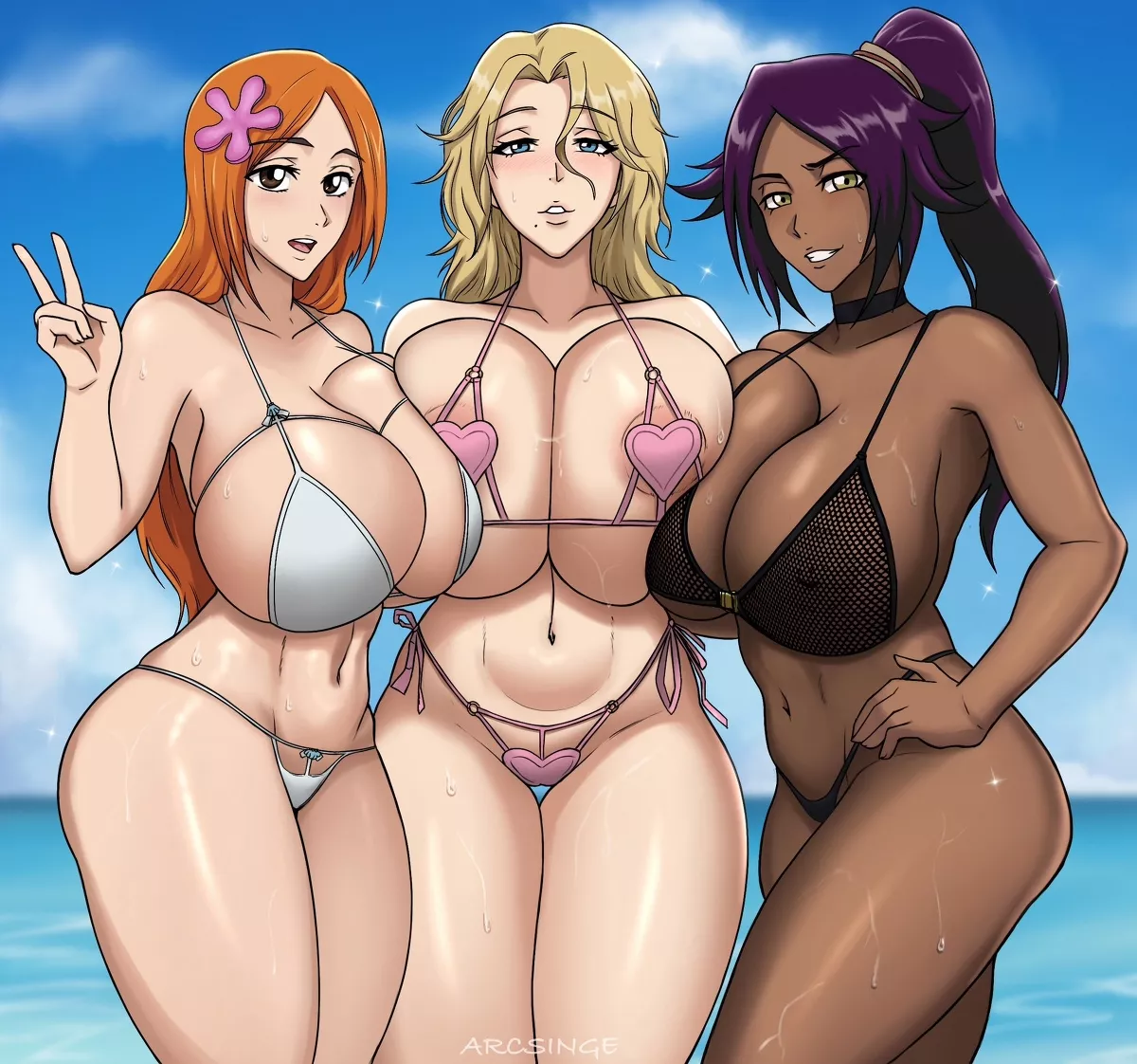Orihime, Rangiku and Yoruichi (Arcsinge)