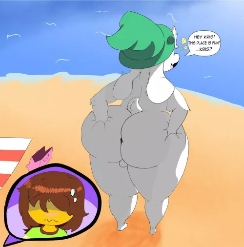 [Ralsei] and [Kris] take a trip to the beach