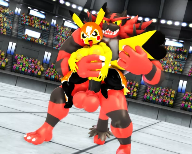 What was this Pikachu thinking??? Fighting the champion? Now she will spend her life as his breeding stock~ (MaliceKira)