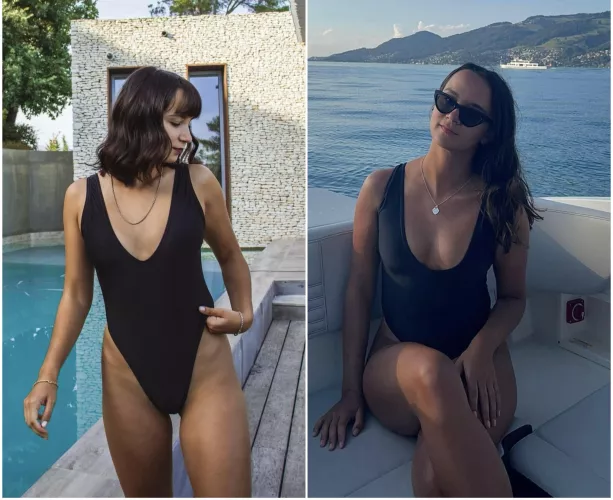 [2] Twins sharing a swimsuit