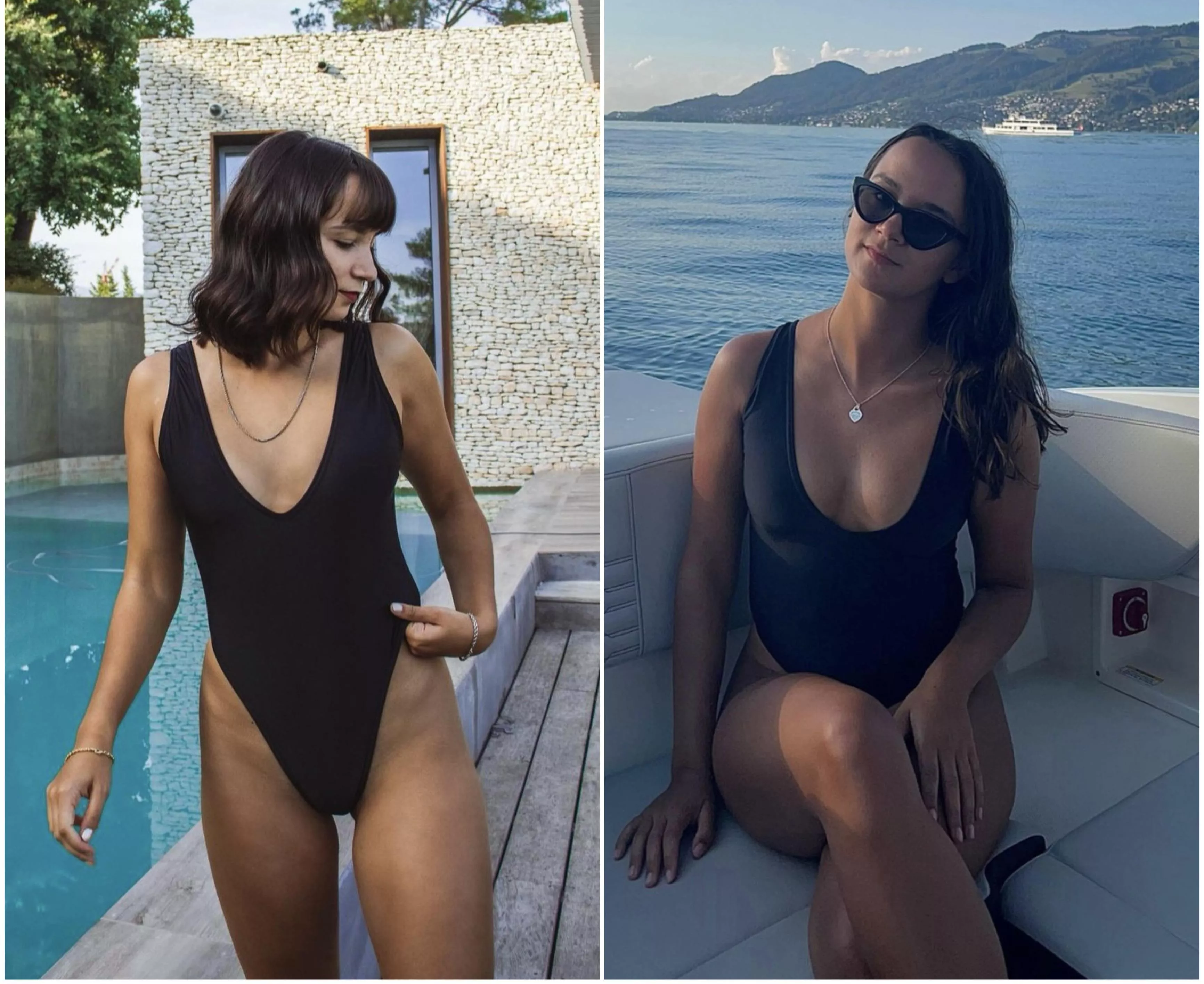 [2] Twins sharing a swimsuit