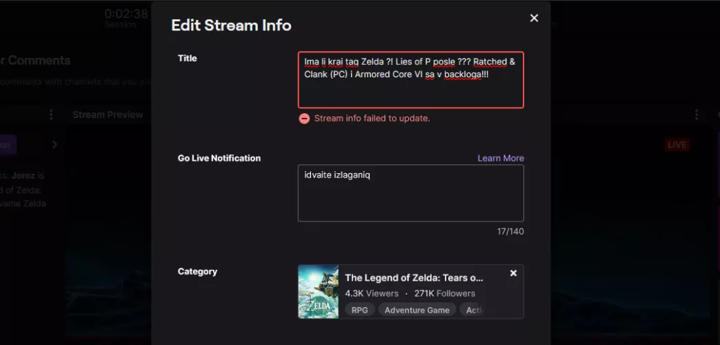 Where is the problem in this stream title? Any ideas?
