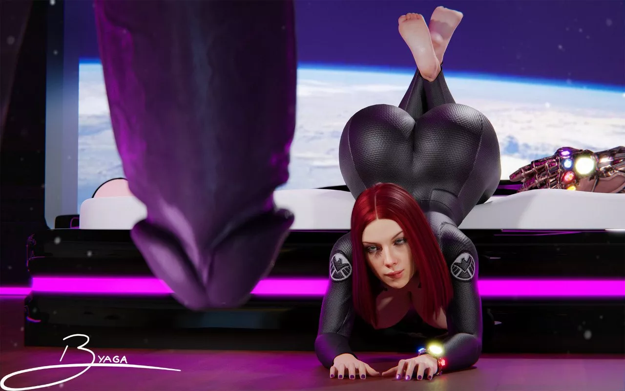 Black Widow captured by Thanos after he wiped out 50% of the population (byaga) [Marvel]