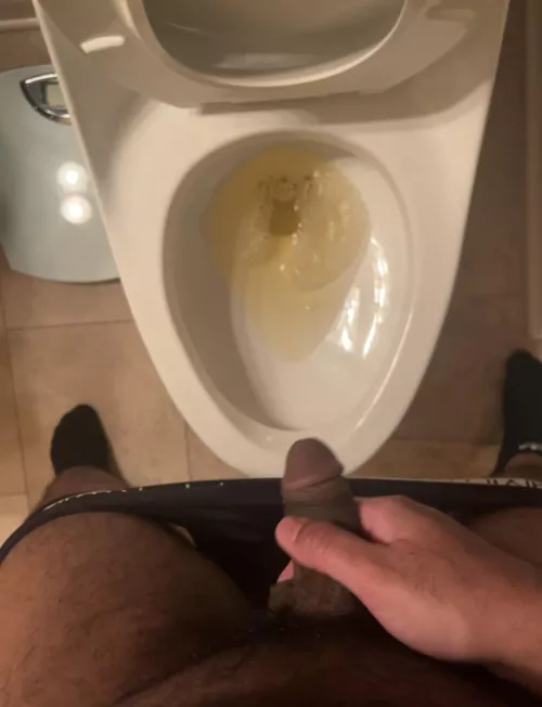 Brown dick with some yellow piss