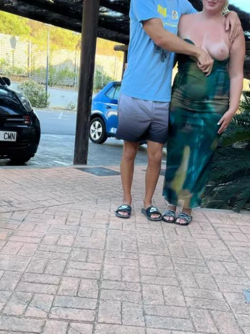 Dared to get a stranger to get my boob out