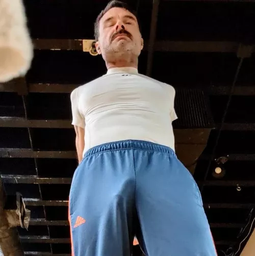 Getting ready for a workout, anyone want to join dad at the gym?