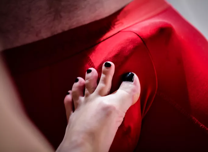 Toes teasing his dick! OC