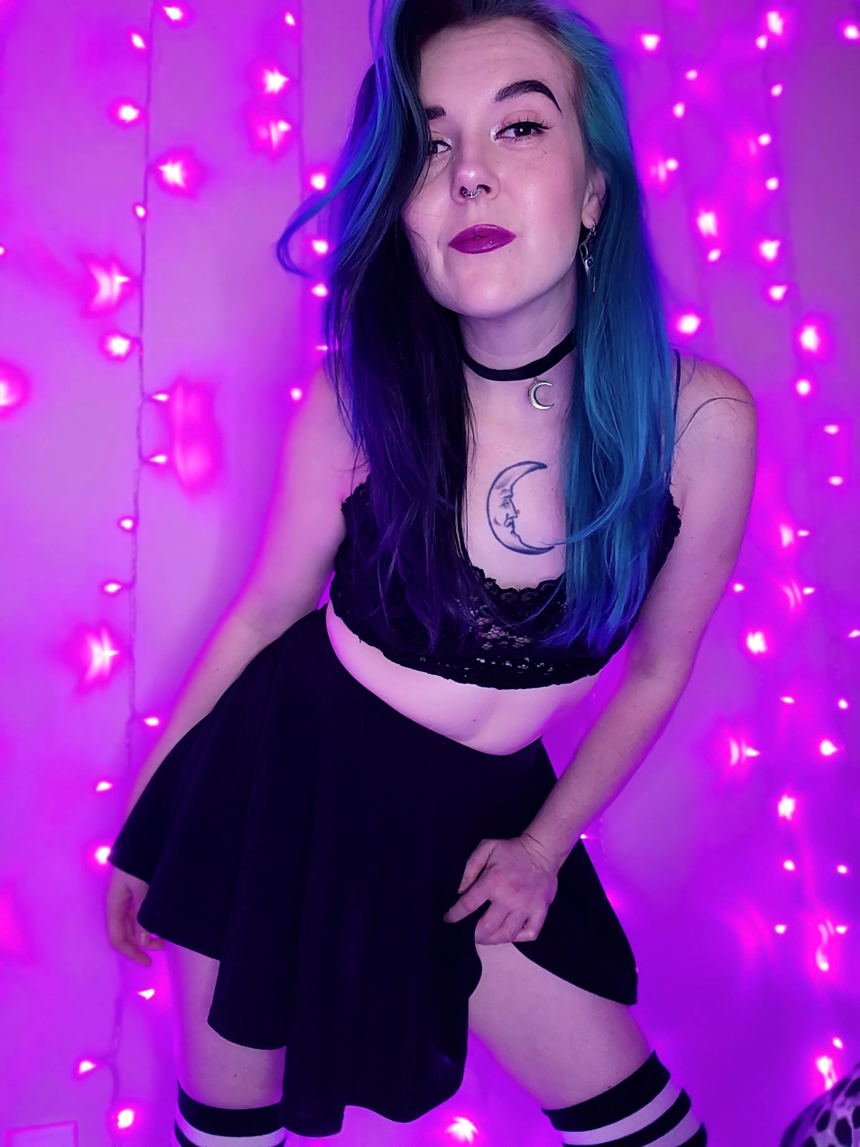 Bright blue and all black