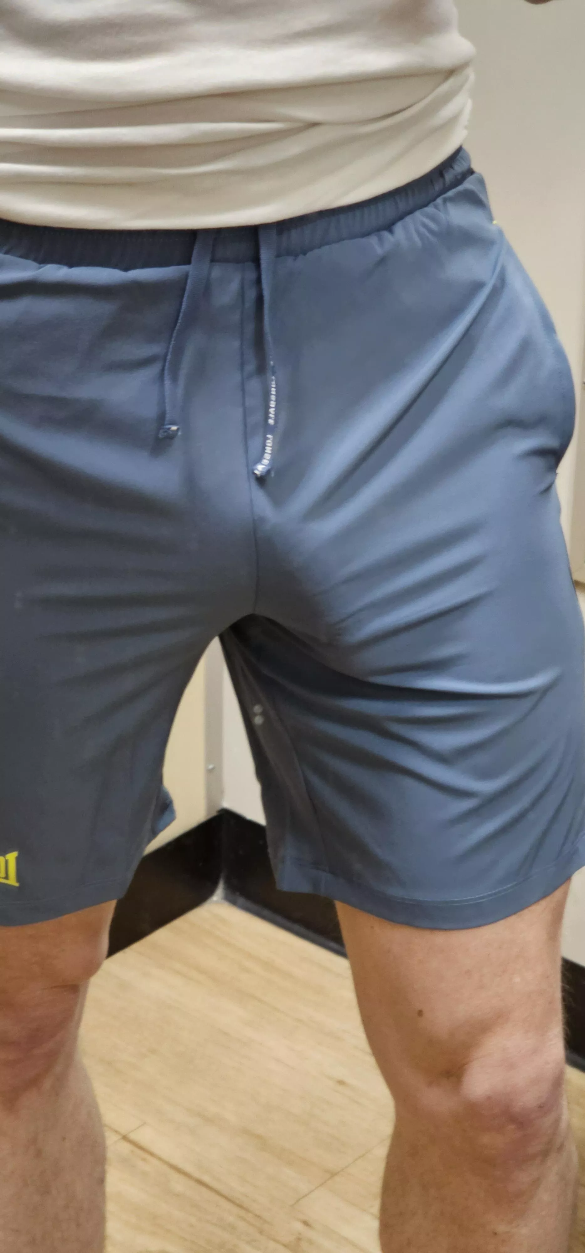 Trying on some shorts. I asked the shop assistant if she thinks it's a bit tight, but she said it fits nicely.