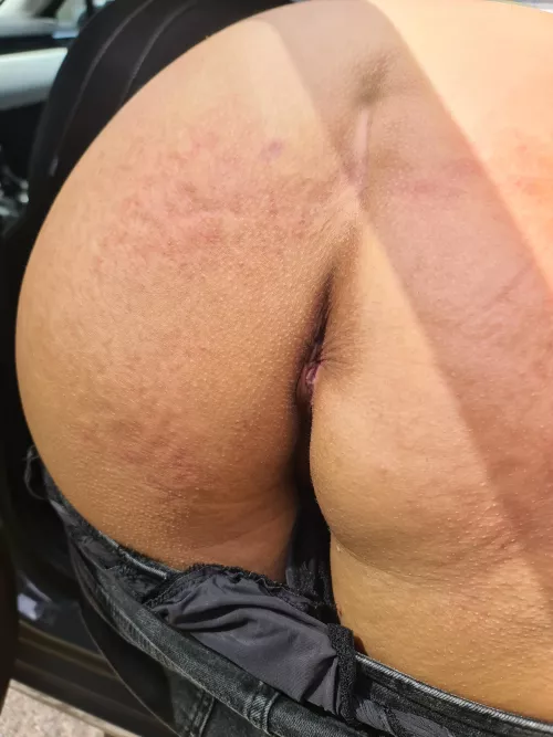 After sitting on the beach.. mommy bends over for you in her car