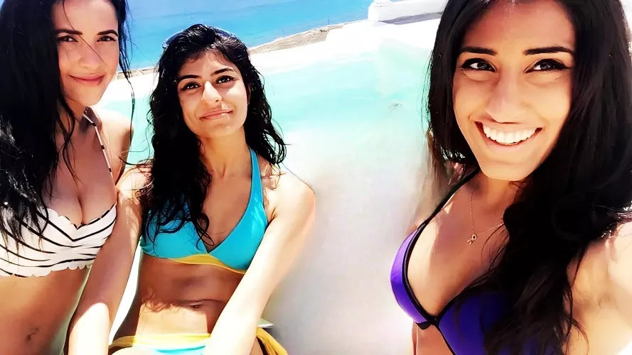 Beautiful brown girls at the beach