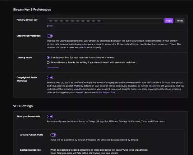 Can't turn off Mature stream. (Because it's not there)