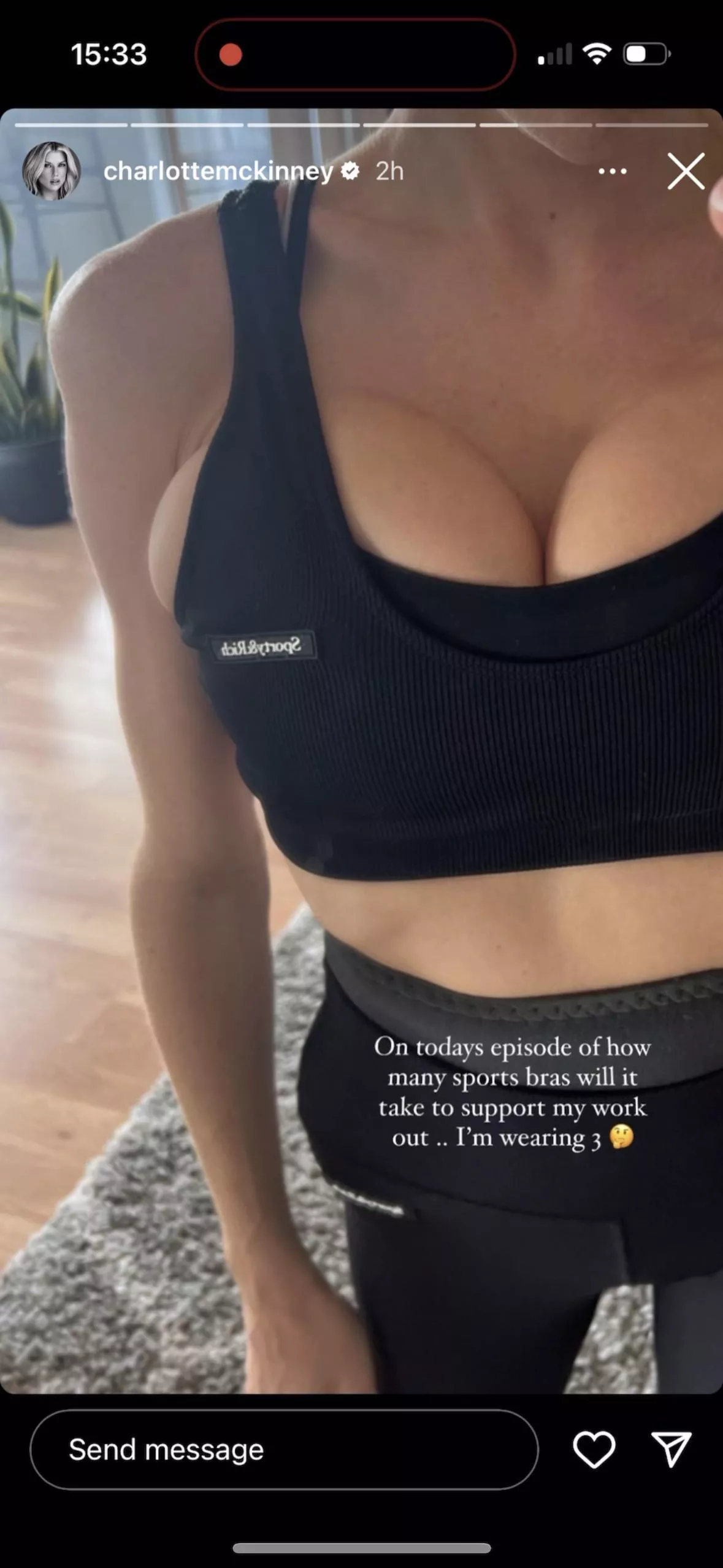 From her Instagram story. The girls must be coming back if she needs all that support.