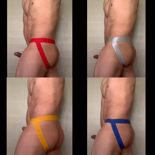 I love showing off my different colored Jockstraps 😈 so horny