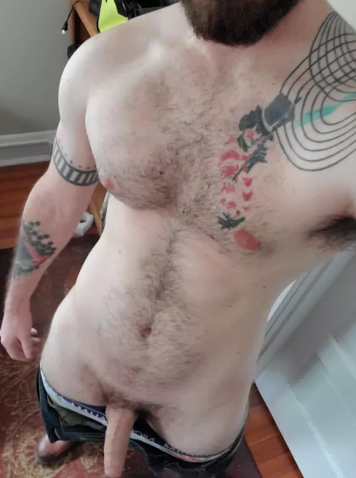 [32] Who needs a sexy hairy chest and a huge uncut cock?