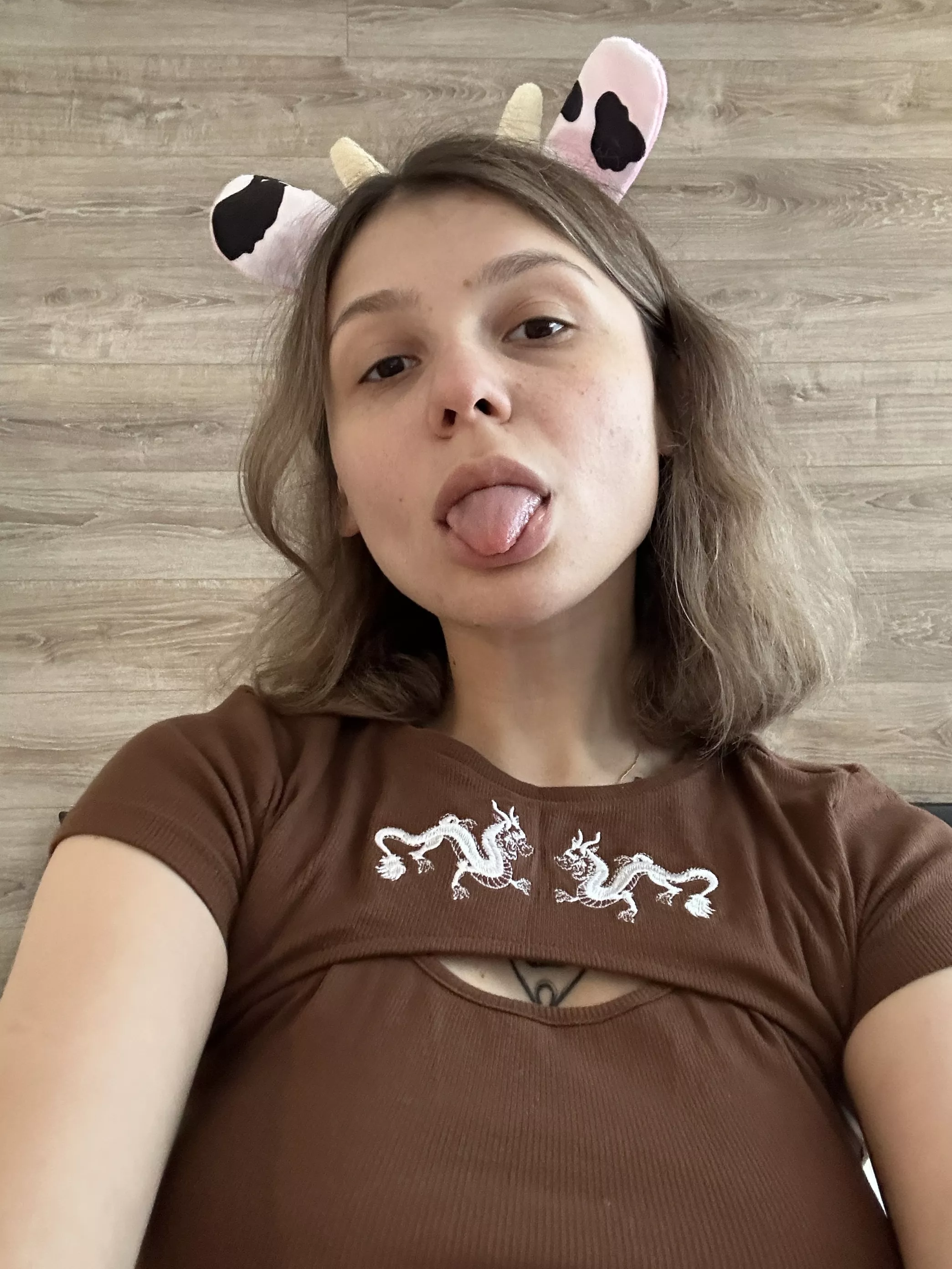 Got these cow ears on, but they're not the only thing bouncing!