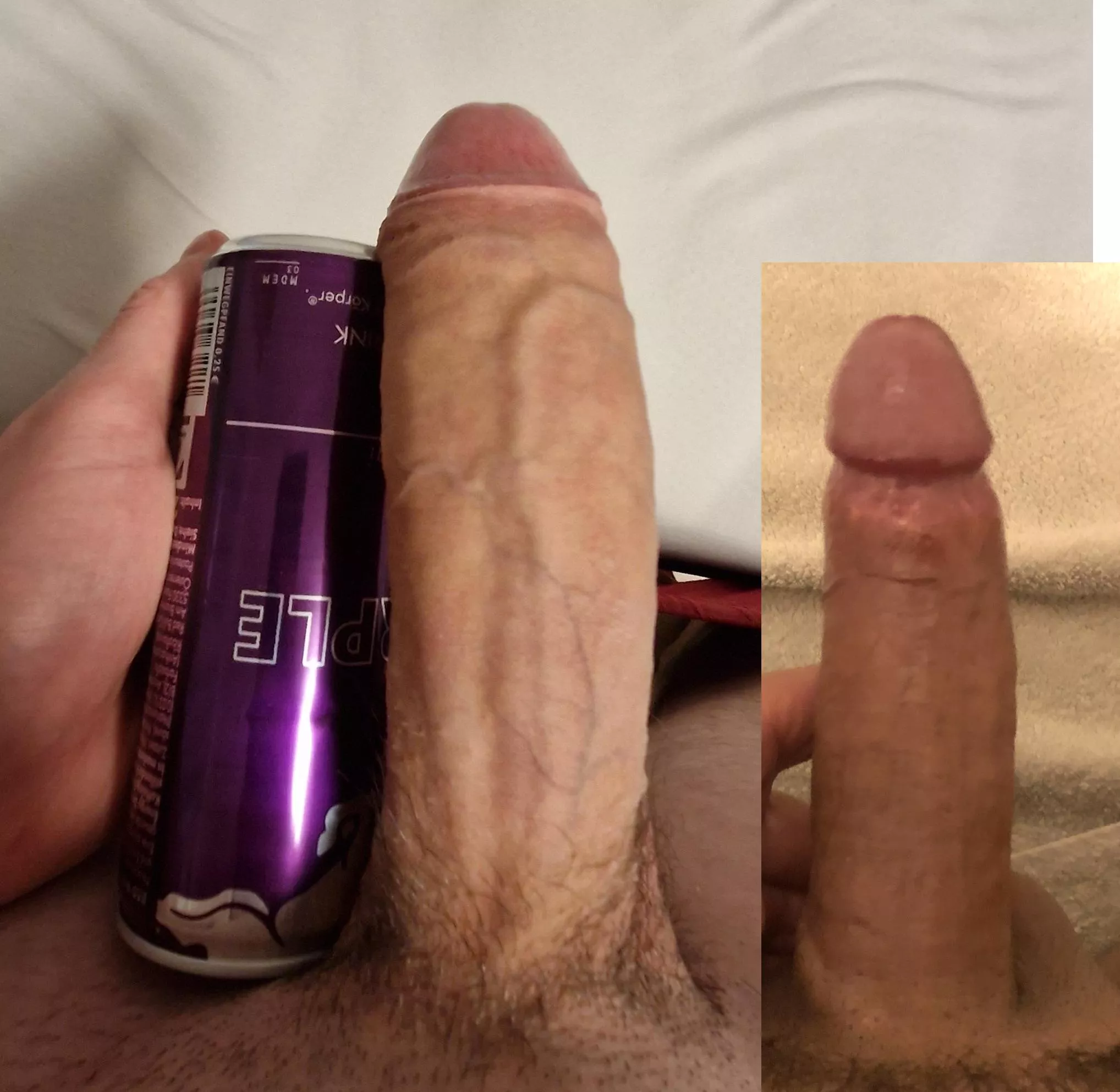 My cock on the left, compared to a fan.