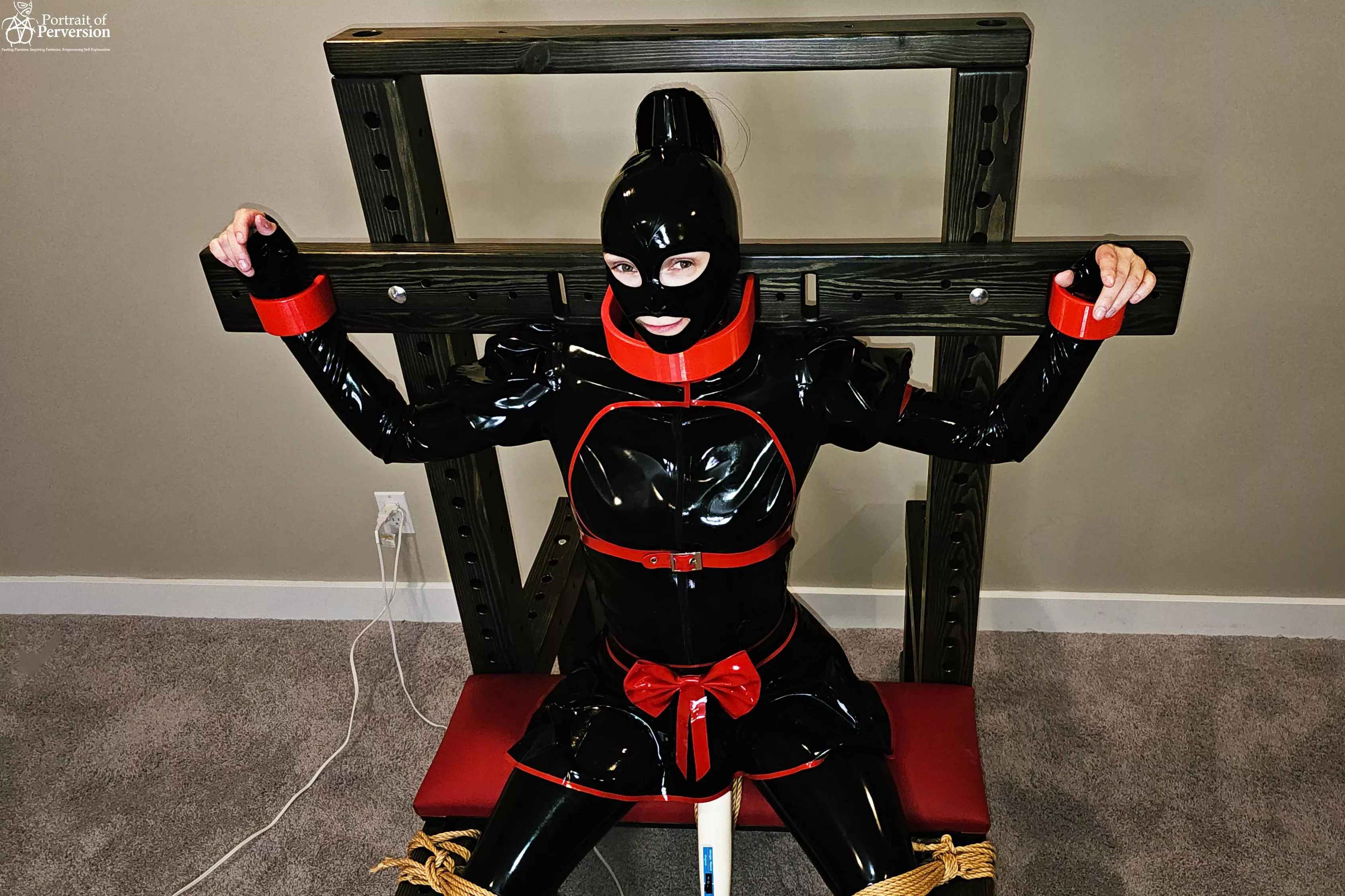 Nothing beats being fully covered in rubber and locked in bondage!