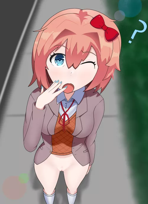 (OC) Sleepy Sayori forgot something.. Will you remind her or not~?